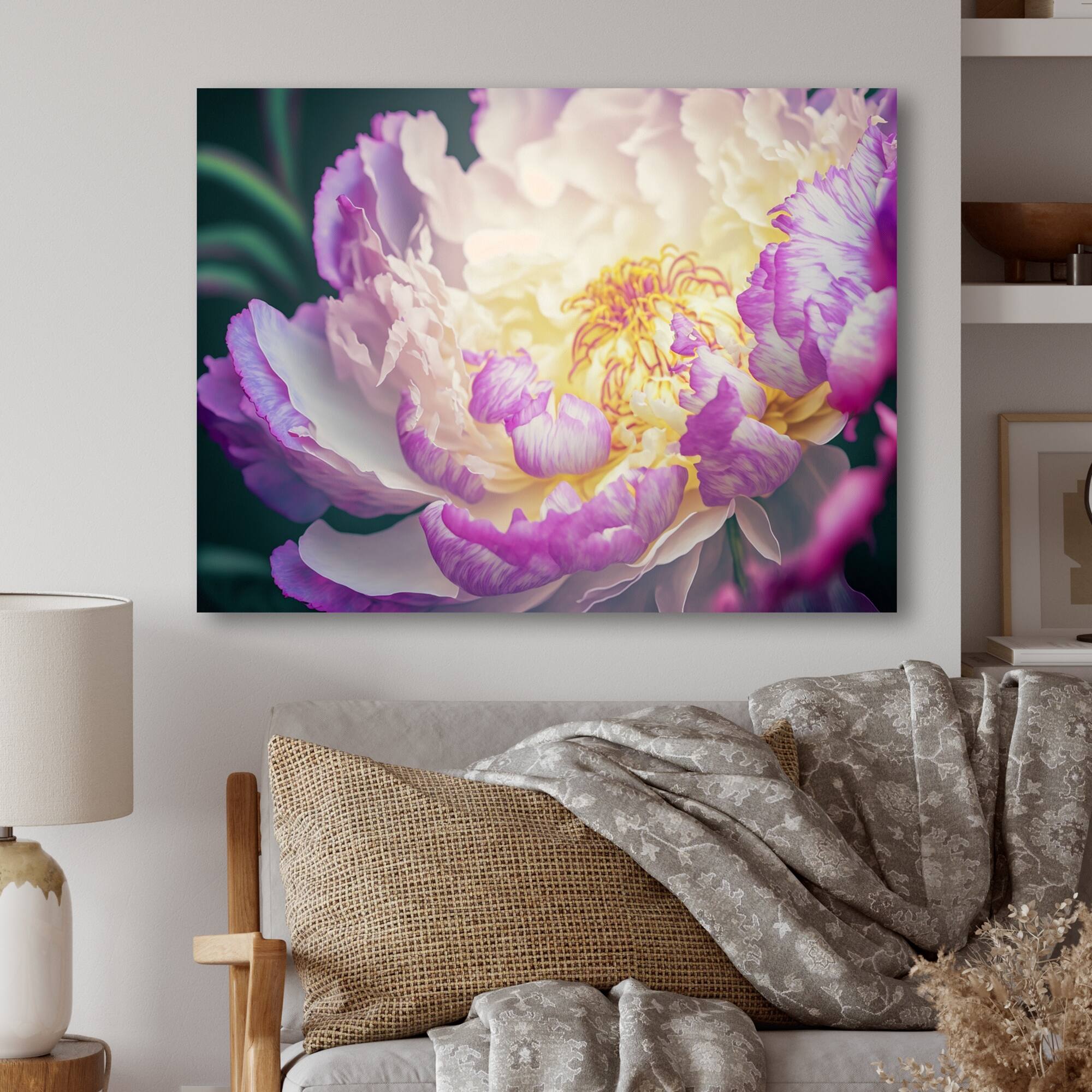 Designart "Pink And White Peony In Spring I" Floral Peony Canvas Wall